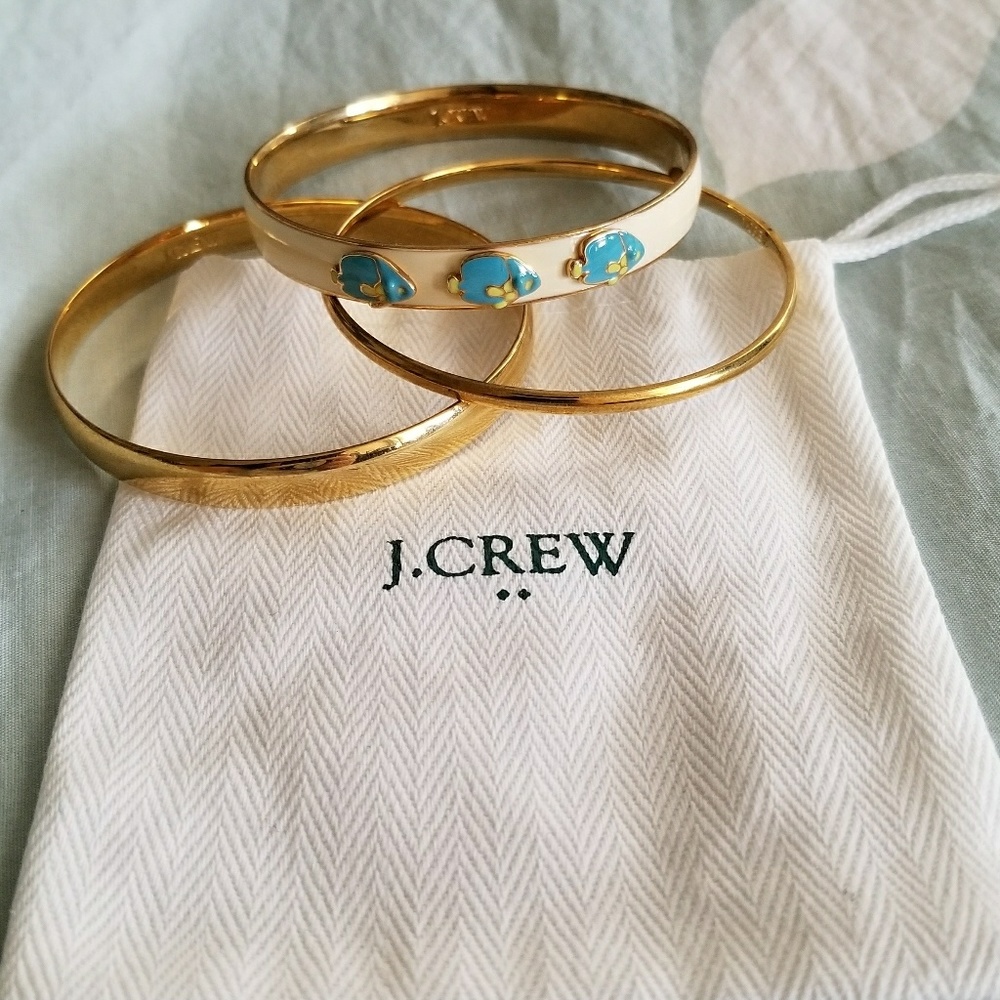J.Crew Gold Bangle Enamel Bracelet (set of 3 pcs)